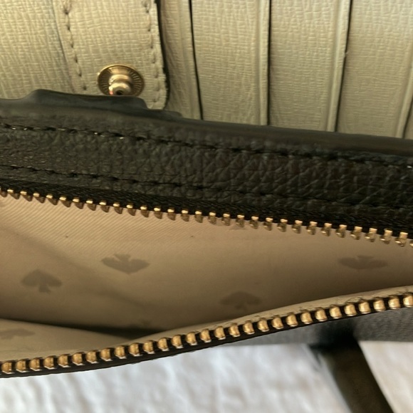 Kate Spade: Black with silver inside wallet- 12 card slot with ID area- coin zip - Picture 10 of 16